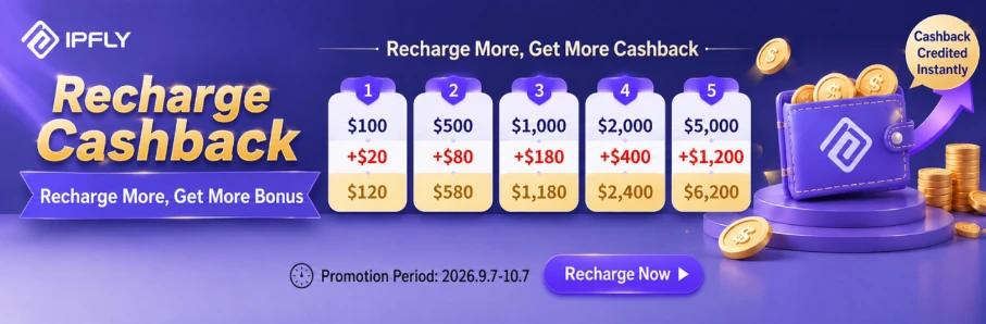 IPFLY Recharge Bonus | Get Up to $1,200 Extra Proxy Credit