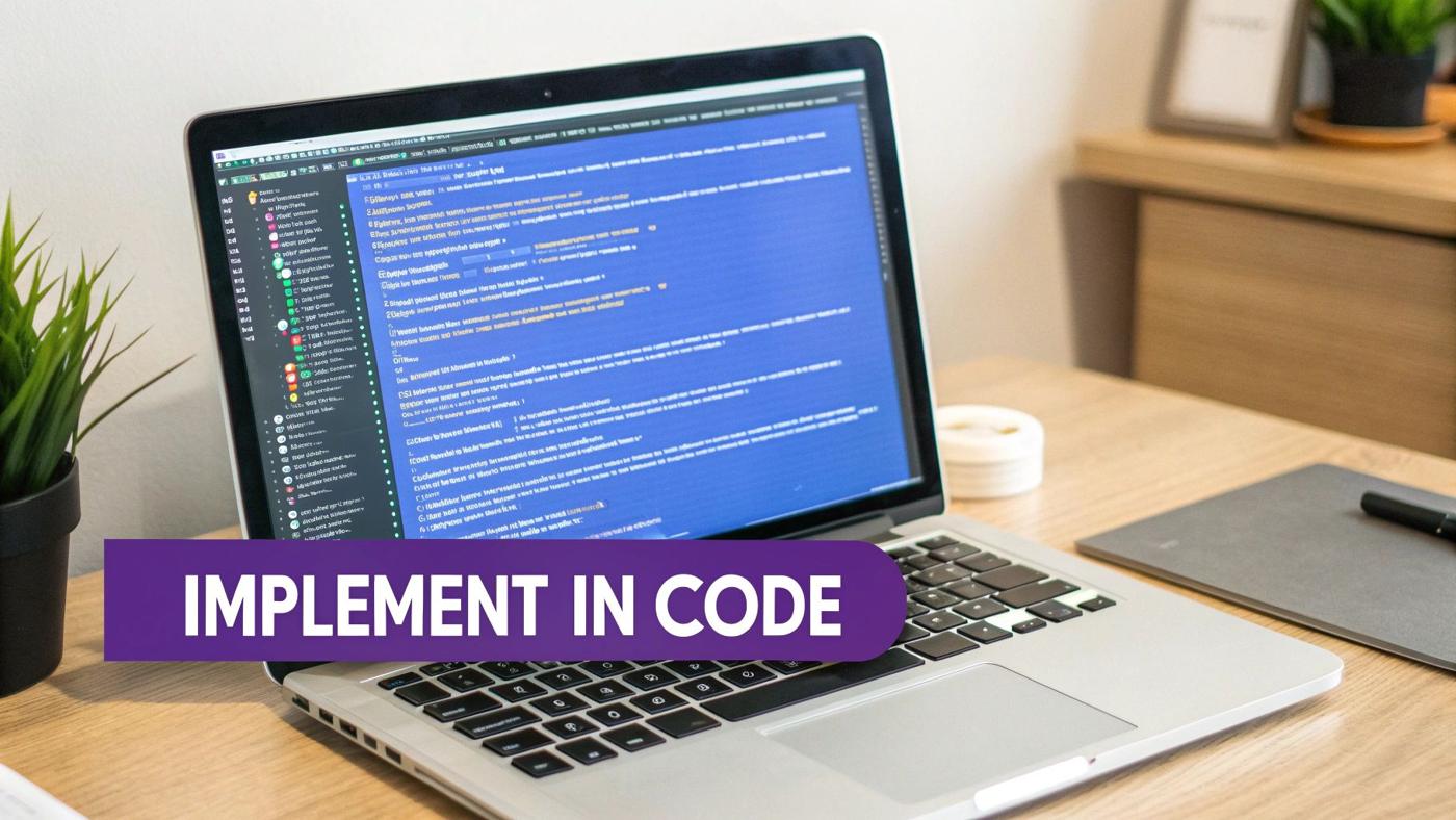 A developer's hands typing on a laptop, with code related to proxy settings visible on the screen.