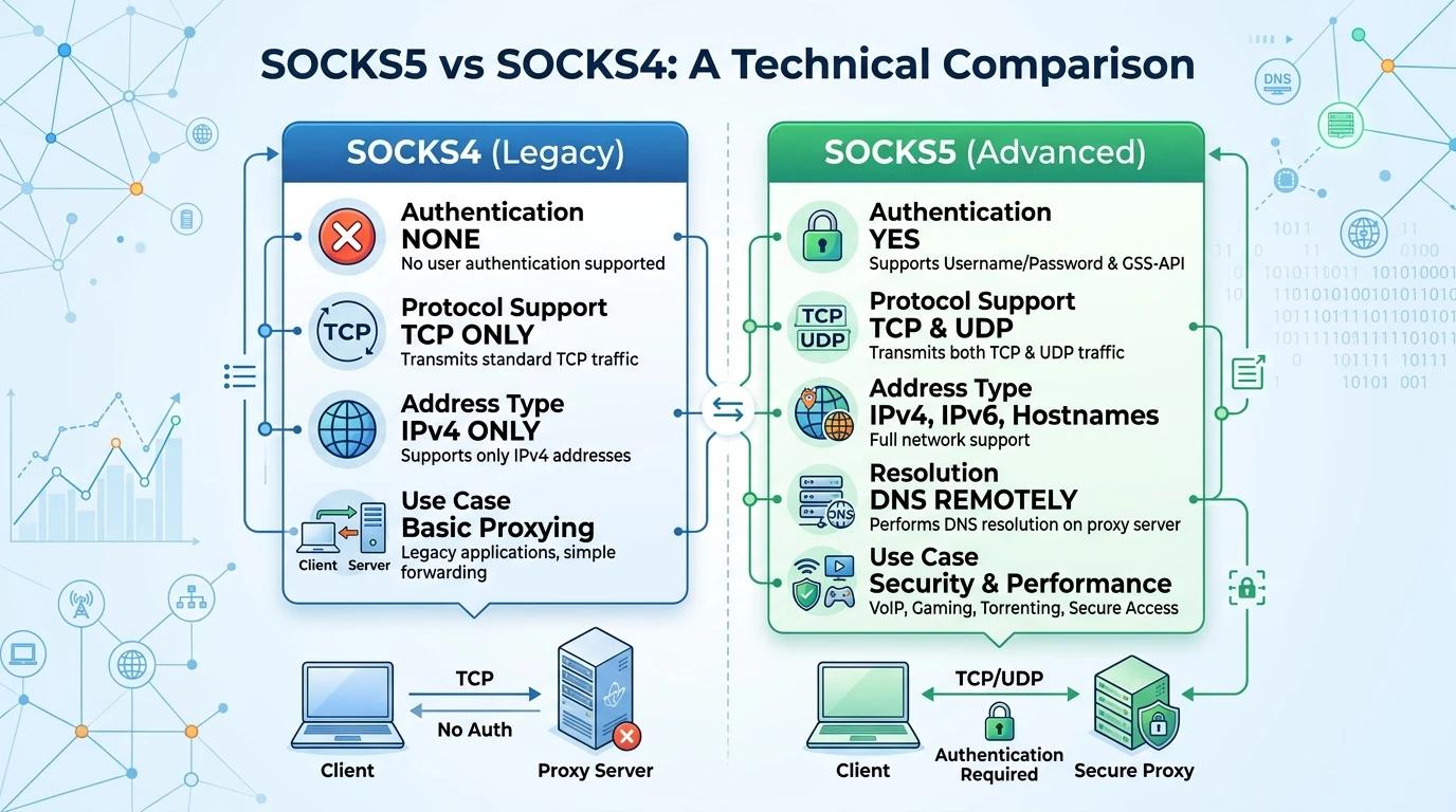 SOCKS4 vs SOCKS5: Key Differences and How to Choose