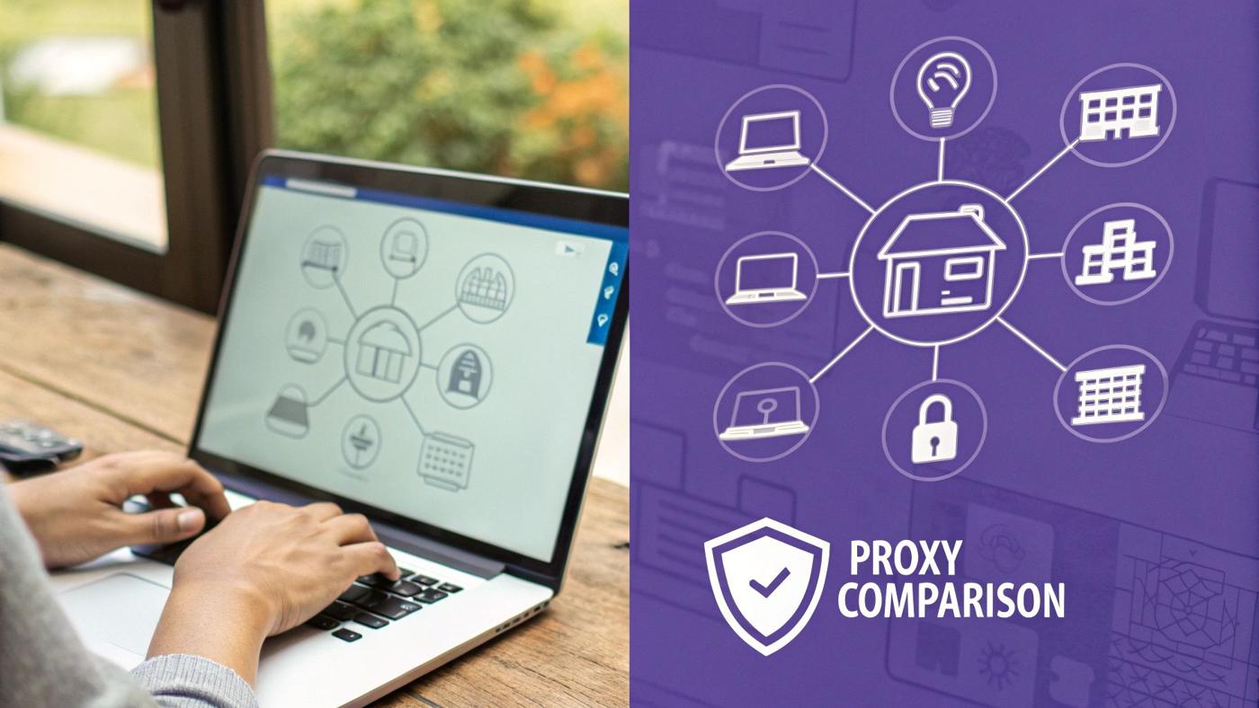An e-commerce analyst monitoring competitor prices on multiple screens, representing a practical use case for ISP proxies.