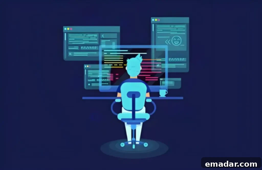 Effortless Proxy IP Usage: A Complete Guide A person working on a laptop with network diagrams, representing proxy IP usage.
