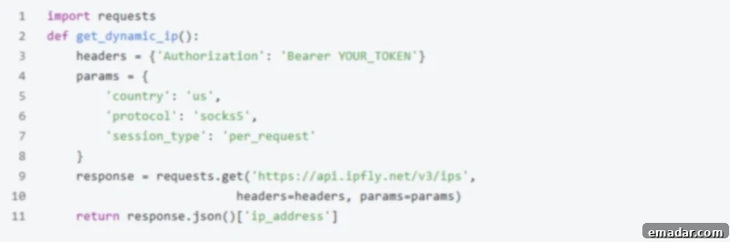 IPFLY Dynamic IP API Call Example