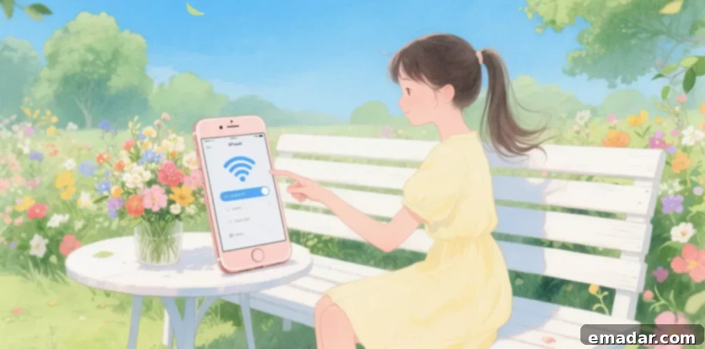 The Best Way to Change Your iPhone's IP Address for Privacy & Access A user looking at their iPhone with a focus on digital privacy and global access, illustrating the concept of changing an iPhone's IP address