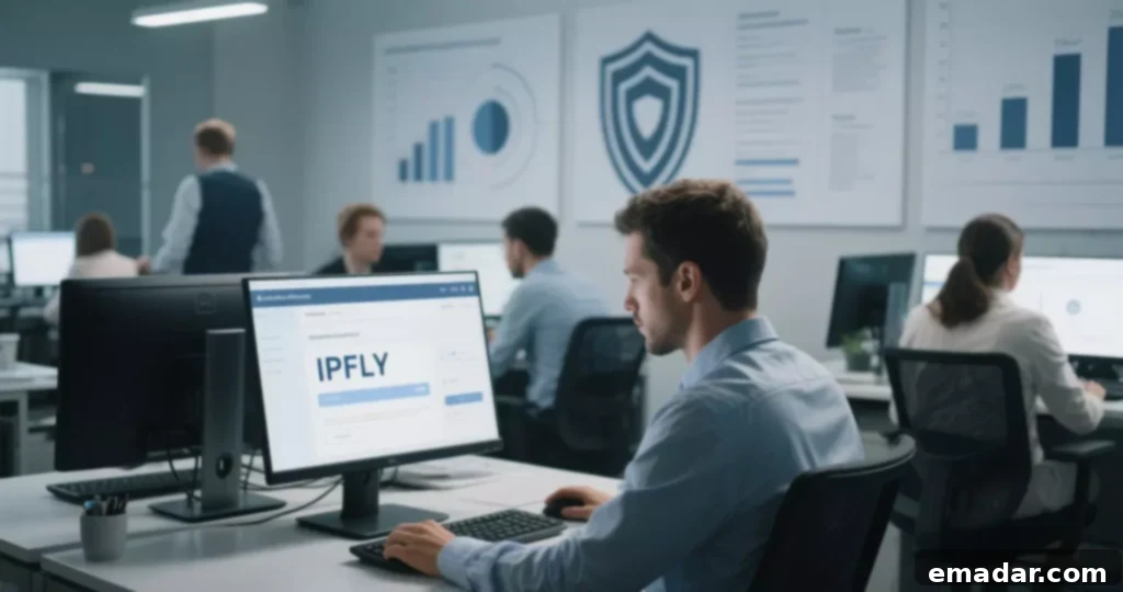 Why Every Business Should Run Regular Anonymity Checks A person working on a laptop, with digital security symbols around them, representing online anonymity and protection for businesses.