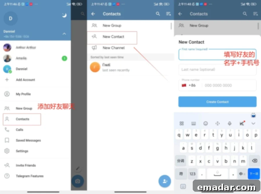 Latest Telegram Download and Registration Tutorial Adding a new contact in Telegram