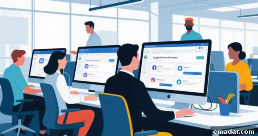 How Incogniton Browser Works with Proxies for Business Incogniton browser interface demonstrating how it works with proxies to provide anonymity for business operations, showing multiple isolated browser profiles.