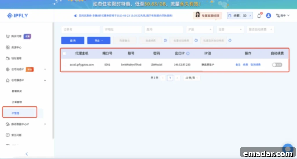 Manage Your Recently Purchased IPFLY Static Native IPs
