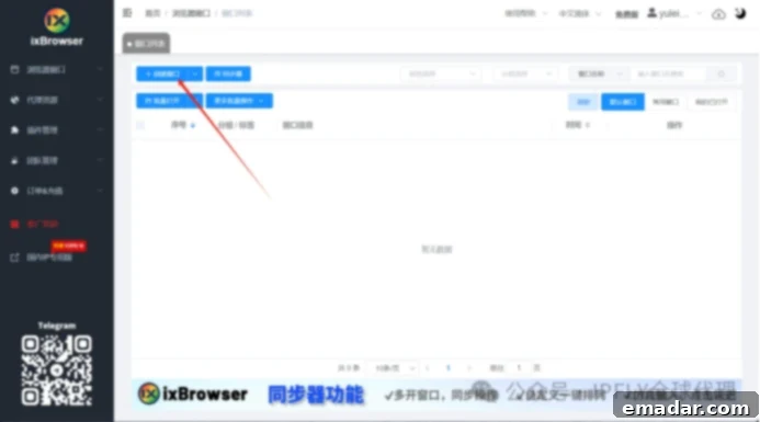IPFLY+ixBrowser Free Fingerprint Browser: Your High-Value Cross-Border Tool Combo! Step 3: After downloading and logging into ixBrowser, click 'Create Window' to start configuring a new, isolated browsing environment.