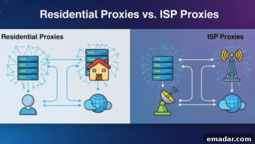 Residential Proxies vs. ISP Proxies: Key Differences Explained Residential Proxies vs. ISP Proxies: Key Differences Explained