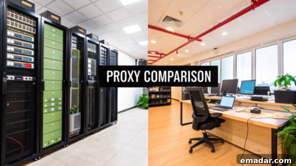 A visual comparison of ISP and Residential Proxies, highlighting their distinct advantages.