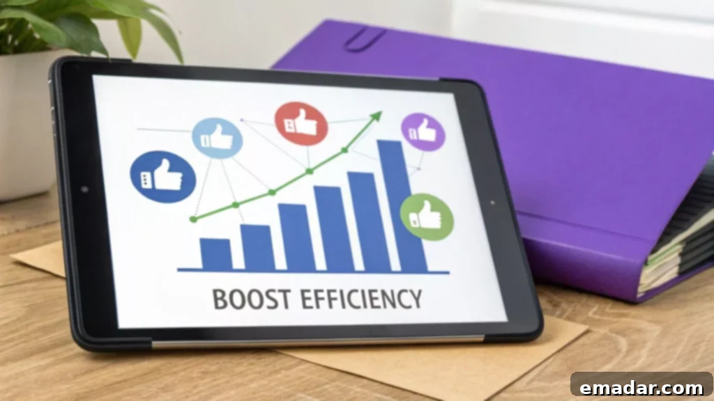 A Comprehensive Guide to Social Media Automation Tools A person pointing at a laptop screen displaying a social media automation dashboard, with various graphs and scheduling options visible, highlighting key features.