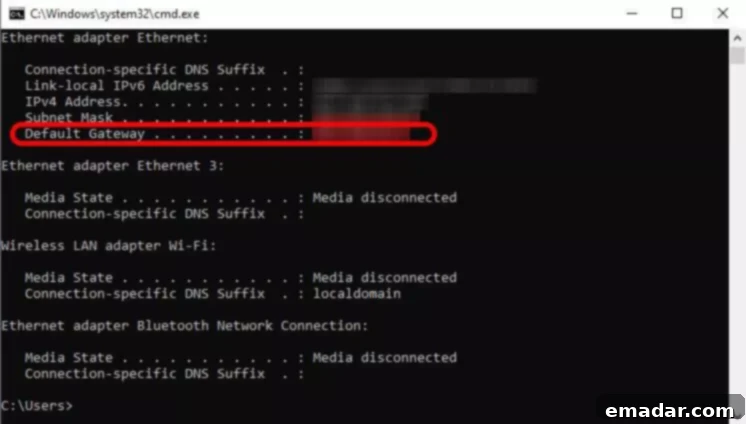 Finding Router IP Address on Windows